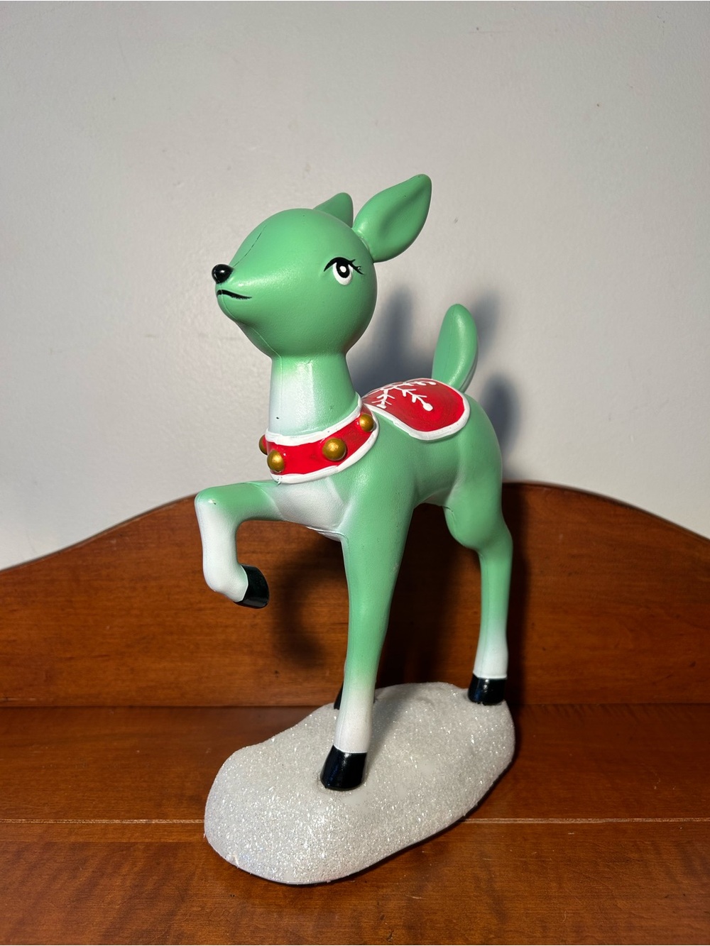 Green Deer Holiday Figurine by